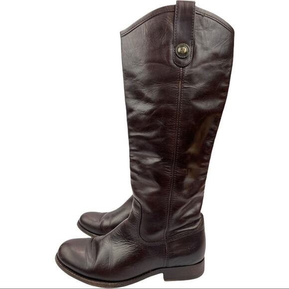 Frye Dark Brown Leather Melissa Western Tall Riding Boots  Size 5.5 Style 77167 - Picture 3 of 16